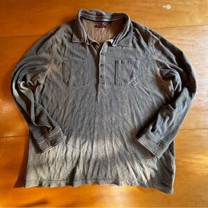 Jeremiah XL cotton grey orange fade out grunge Goth long sleeve polo shirt